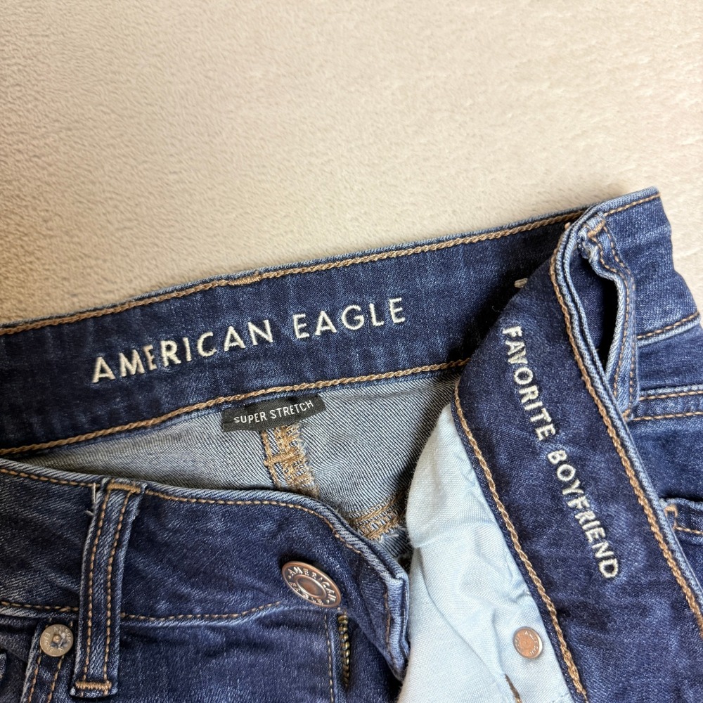 American Eagle Favorite Boyfriend Jeans Womens 4 Regular Blue Bootcut Stretch - Picture 2 of 15